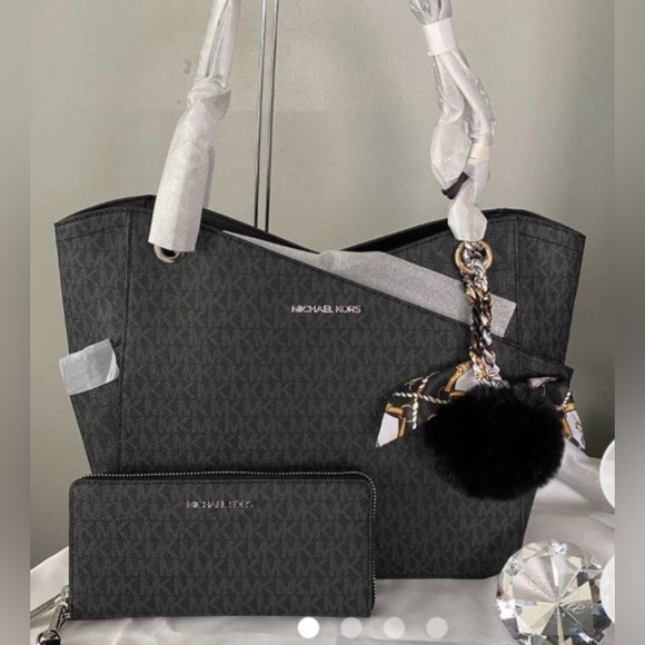 Michael Kors Black Tote Bag and Wallet Set